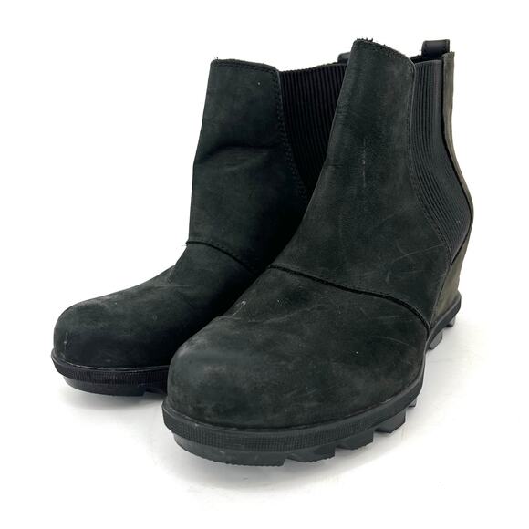 Sorel Women's 9.5 Black Suede Joan of Arctic Wedge‎ Waterproof Ankle Boots - Picture 2 of 8